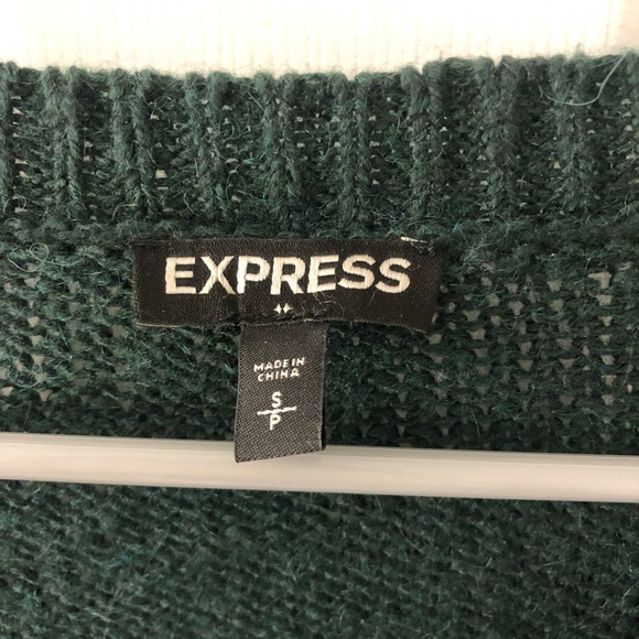 Dark Green Lace Up Sweater - Picture 2 of 3